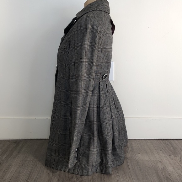 EUC RW&Co Black and Gray Cotton Plaid Coat Size S - Picture 4 of 14